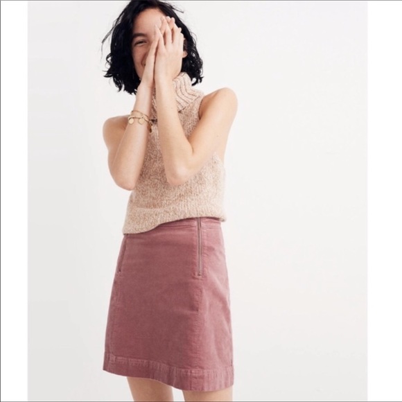 Madewell Dresses & Skirts - Madewell Blush Pink Velveteen Uptown Zip Skirt